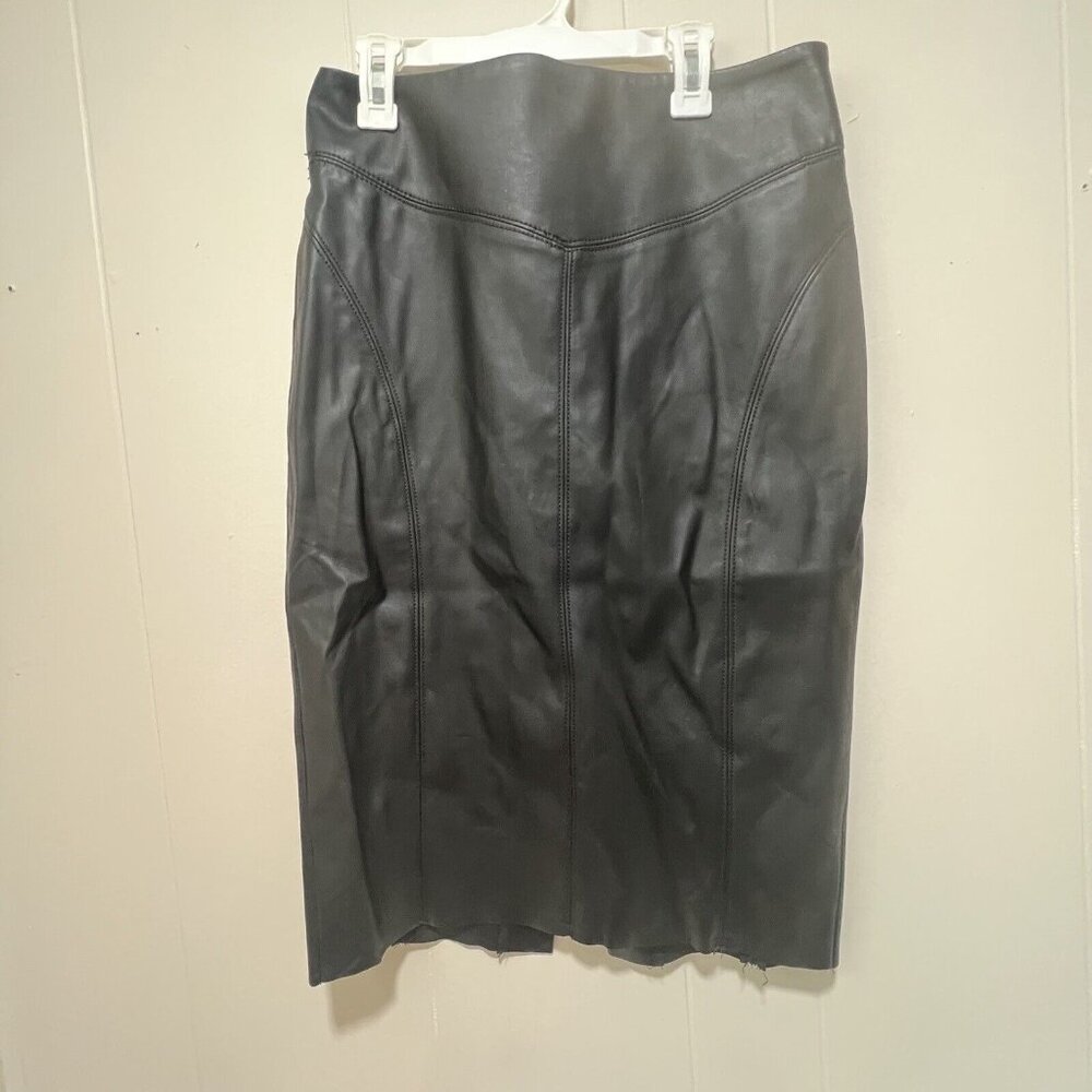 EXPRESS Size 6 Faux Leather Glossy Black Pencil Skirt